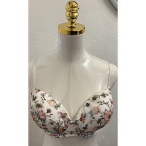 Victoria's Secret 36DDD Dream Angels Lined Demi Bra Coconut White Embroidery